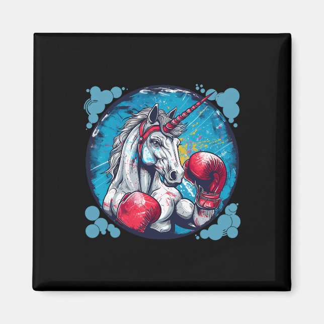 Imã Unicórnio de Boxe Com Luvas de Boxe Kickboxing Fof (Frente)