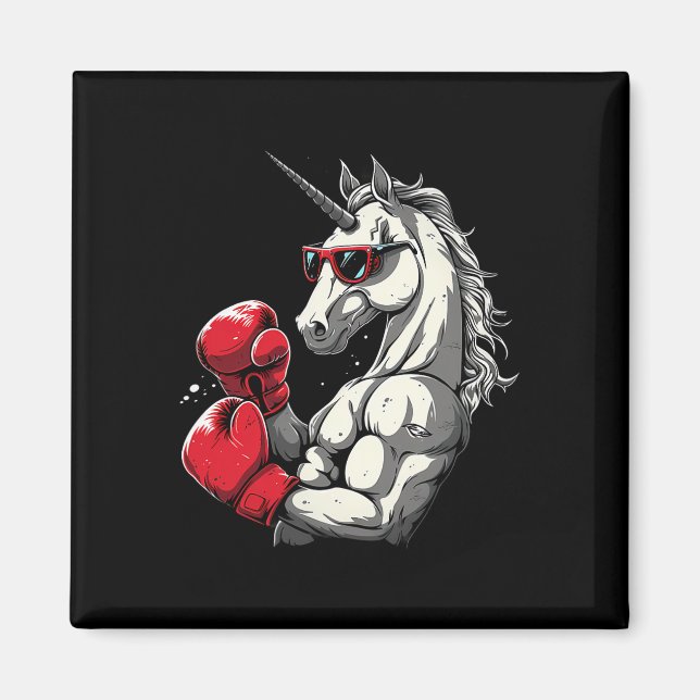 Imã Unicórnio de Boxe Com Luvas de Boxe Kickboxing Fof (Frente)