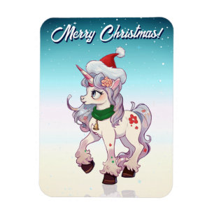 Ímã Unicórnio de Natal Desenho Animado