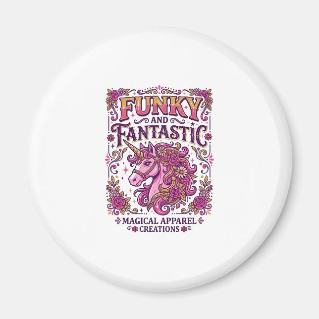 Imã Unicórnio Funky e Fantástico Design Stylish Zazzle (Frente)