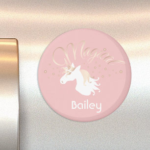 Imã Unicórnio Mágico Rosa Moderno Personalizado