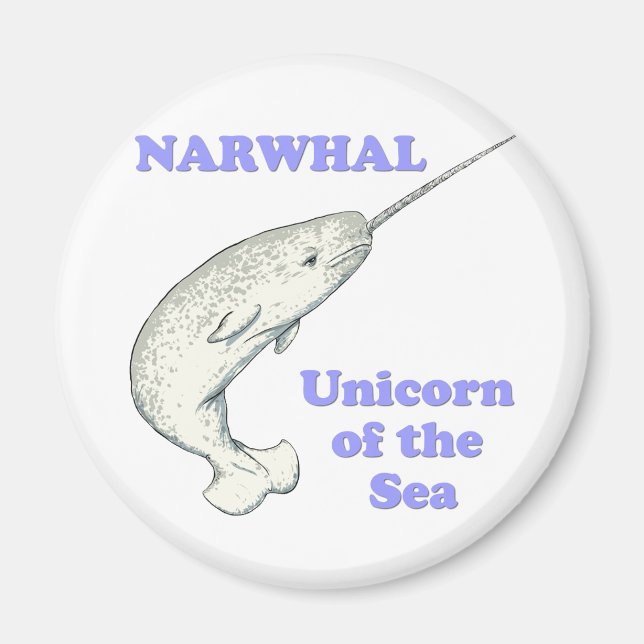 Imã unicórnio Narwhal do mar (Frente)