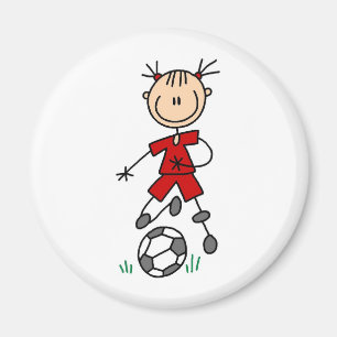 Imã Uniforme vermelho do futebol da menina