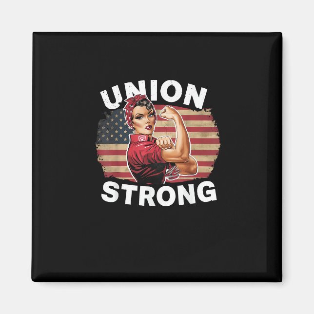 Imã Union Strong - Labour Day Messy Bun USA Flag (Frente)
