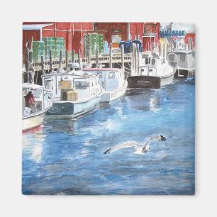Imã Union Wharf Portland, Maine Aquarela
