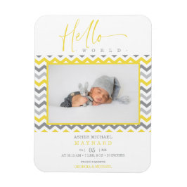 Ímã Unisex Yellow Cinza Zigzag Hello World Newborn