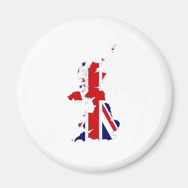 Imã United Kingdom Map Silhouette and Flag (Frente)