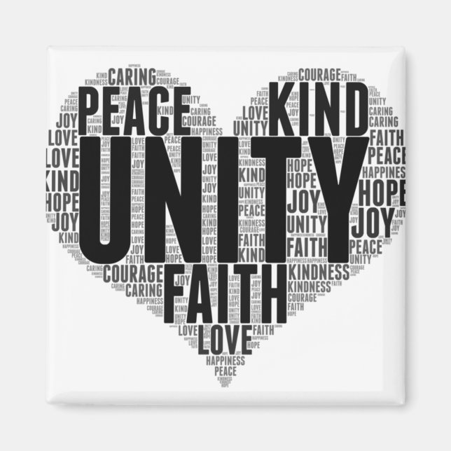 Imã Unity Wordcloud Be Kind Stop Bullying Orange Unity (Frente)