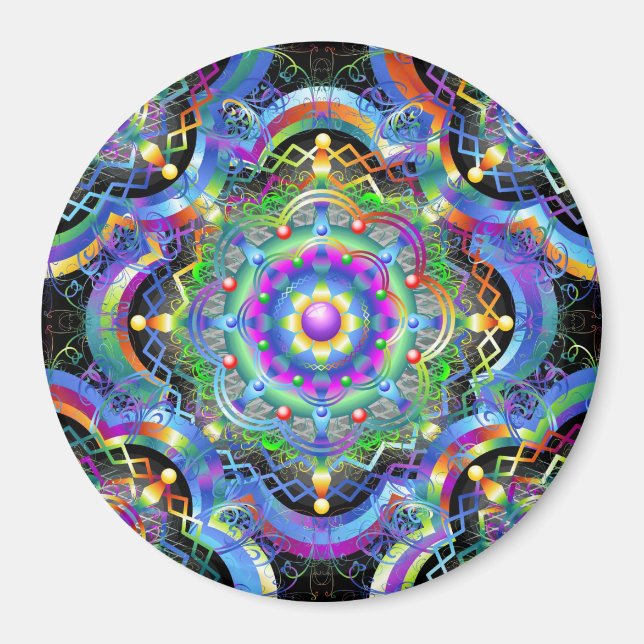 Imã Universo Mandala Cores Psicodélicas (Frente)
