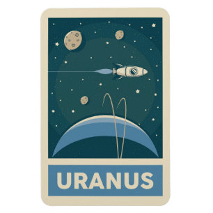 Ímã Uranus Retro Galaxy Rocket