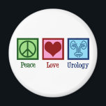 Imã Urologia de Paz e Amor<br><div class="desc">A Urologia do Amor pela Paz. Um presente urologista legal para um médico ou enfermeiro de urologia com um sinal de paz, coração e fotografia de uma bexiga. O departamento de urologia do excelente apresenta.</div>