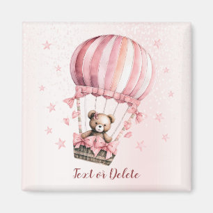 Imã Ursa de pelúcia rosa fofa em balão de ar quente aq