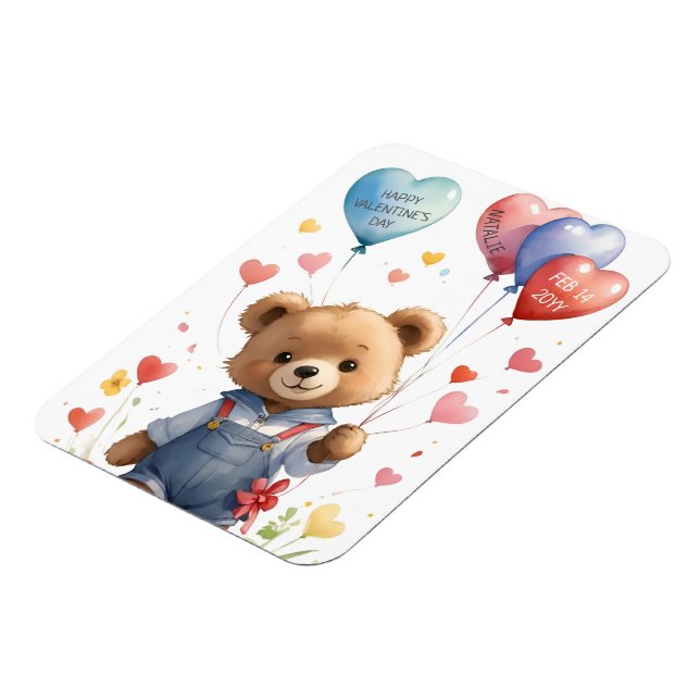 Ímã Ursa Teddy de Aquarela Fofa Personalizada Dia dos  (Left Side)