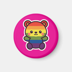 Imã Ursinho Arco-Íris Kawaii - Uma Esmagada LGBTQ+ Org