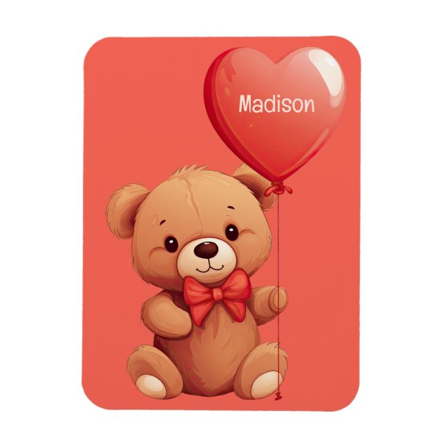 Ímã Ursinho de Amor de Nome Personalizado (Vertical)