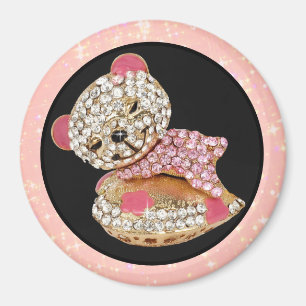 Imã Ursinho de pelúcia dormindo belo diamante brilhan
