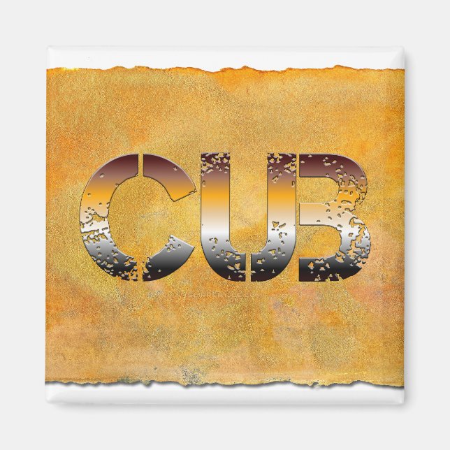 Imã Ursinho de SlipperyJoe, palavra cor laranja-castan (Frente)