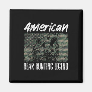 Imã Urso Americano Caçando Legenda Eua Bandeira Black