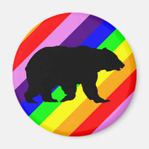 Imã Urso Arco-Íris Grizzly Silhueta Colorida Orgulho