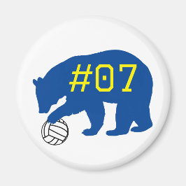 Imã Urso Azul com Número da Equipe de Voleibol e Amare