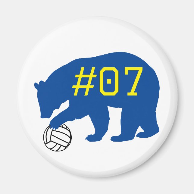 Imã Urso Azul com Número da Equipe de Voleibol e Amare (Frente)