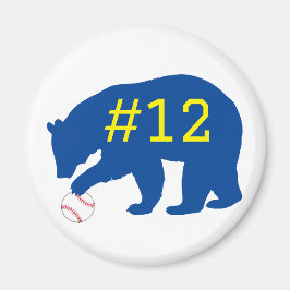 Imã Urso Azul com Softball/ Baseball Magnet com Não.