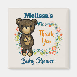 Imã Urso Bonito, Flor Amarelo E Farinha Floral Obrigad