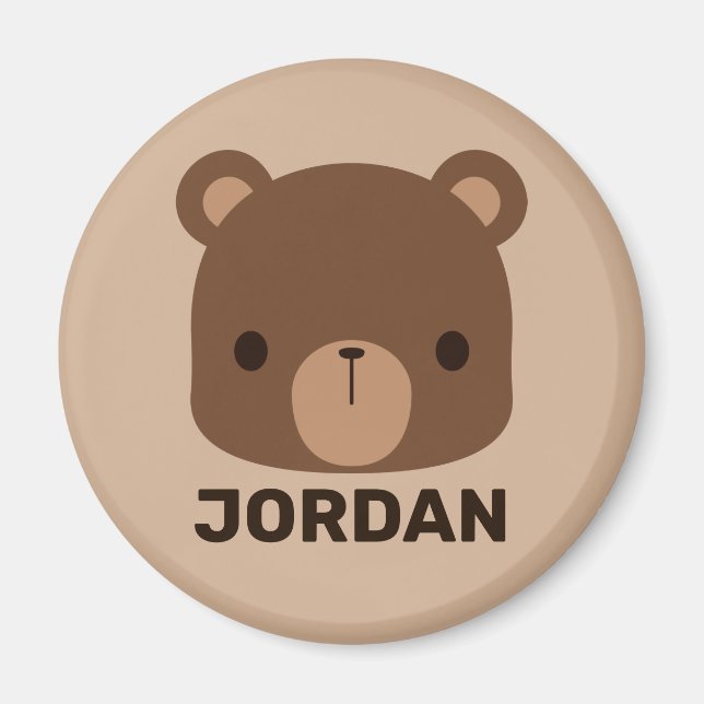 Imã Urso Castanho Bonito com Nome Personalizado (Frente)