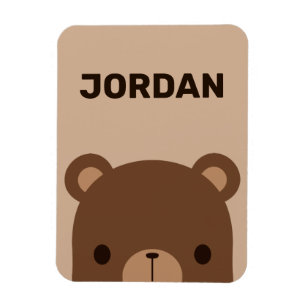 Ímã Urso Castanho Bonito com Nome Personalizado
