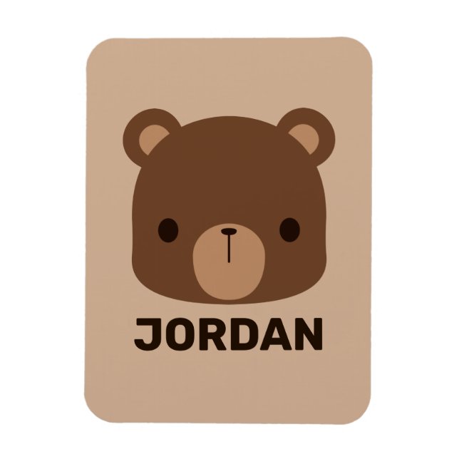 Ímã Urso Castanho Bonito com Nome Personalizado (Vertical)