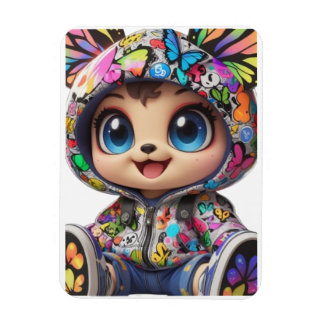 Ímã Urso Chibi Bonito no Hoodie da Borboleta do Grafit