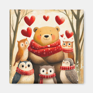 Imã Urso Coruja Família Floresta Aconchegante Amor de