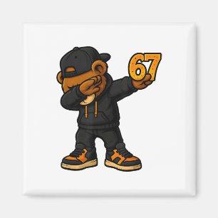 Imã Urso Dabbing 67 Meme Engraçado Brainrot Hip Hop Cr