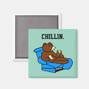 Imã Urso de Cadeira Fácil e preguiçoso, Cartoon de Pai