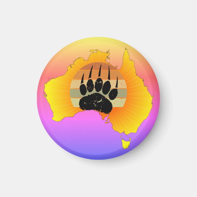 Imã Urso De Mapas Da Austrália Sunny Com Lugar De Sol  (Frente)