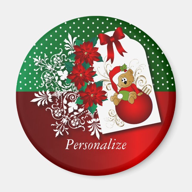 Imã Urso de Natal Festivo (Frente)