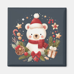 Imã Urso de Natal/Inverno em coroa