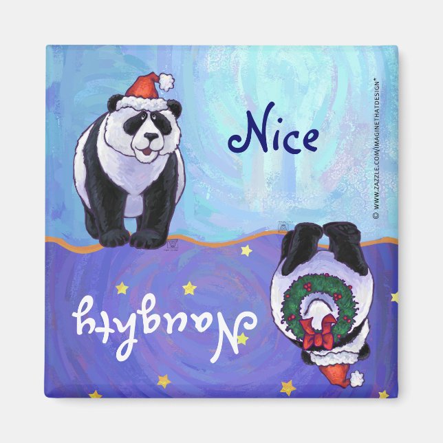 Imã Urso de Panda Bonito em Santa Hat Malvado / Magnet (Frente)