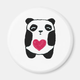 Imã Urso de panda com um ímã do coração