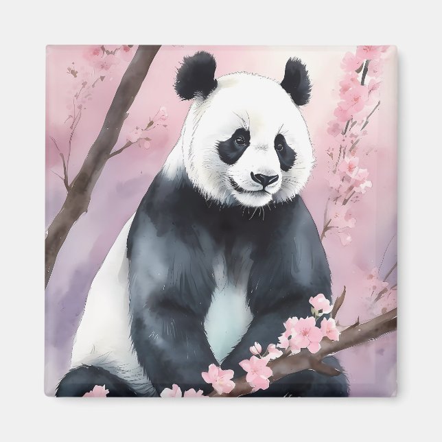 Imã Urso de Panda de Pintura em Aquarela (Frente)
