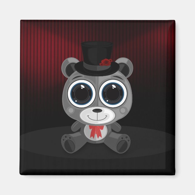 Imã Urso de Pelúcia - Cinza Elegante (Frente)