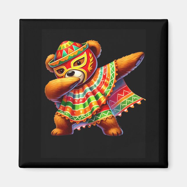Imã Urso de pelúcia Dabbing Lucha Libre Cinco De Mayo  (Frente)