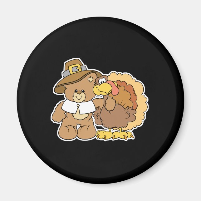 Imã urso de pelúcia de ação de graças design (Frente)