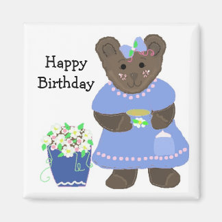 Imã Urso de pelúcia Desenho Feliz Aniversário