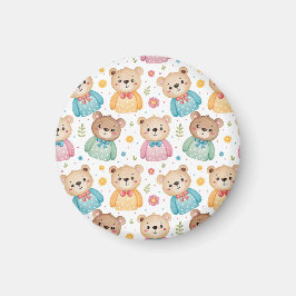 Imã Urso de pelúcia e flores