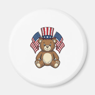 Imã Urso de pelúcia patriótico vintage design em vetor