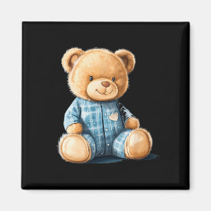 Imã Urso de pelúcia sonolento em roupa de dormir fofa