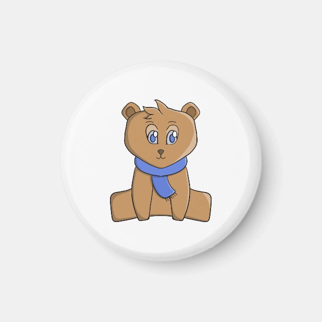 Imã Urso de pelúcia vestindo lenço azul (Frente)
