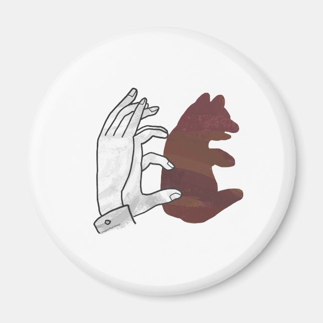 Imã Urso de Silhueta de Mão Castanho (Frente)