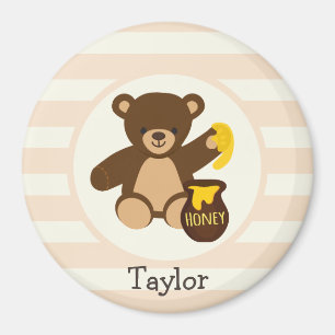 Imã Urso de ursinho bonito de Brown com mel amarelo